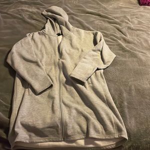 Hooded long sweater gray L
